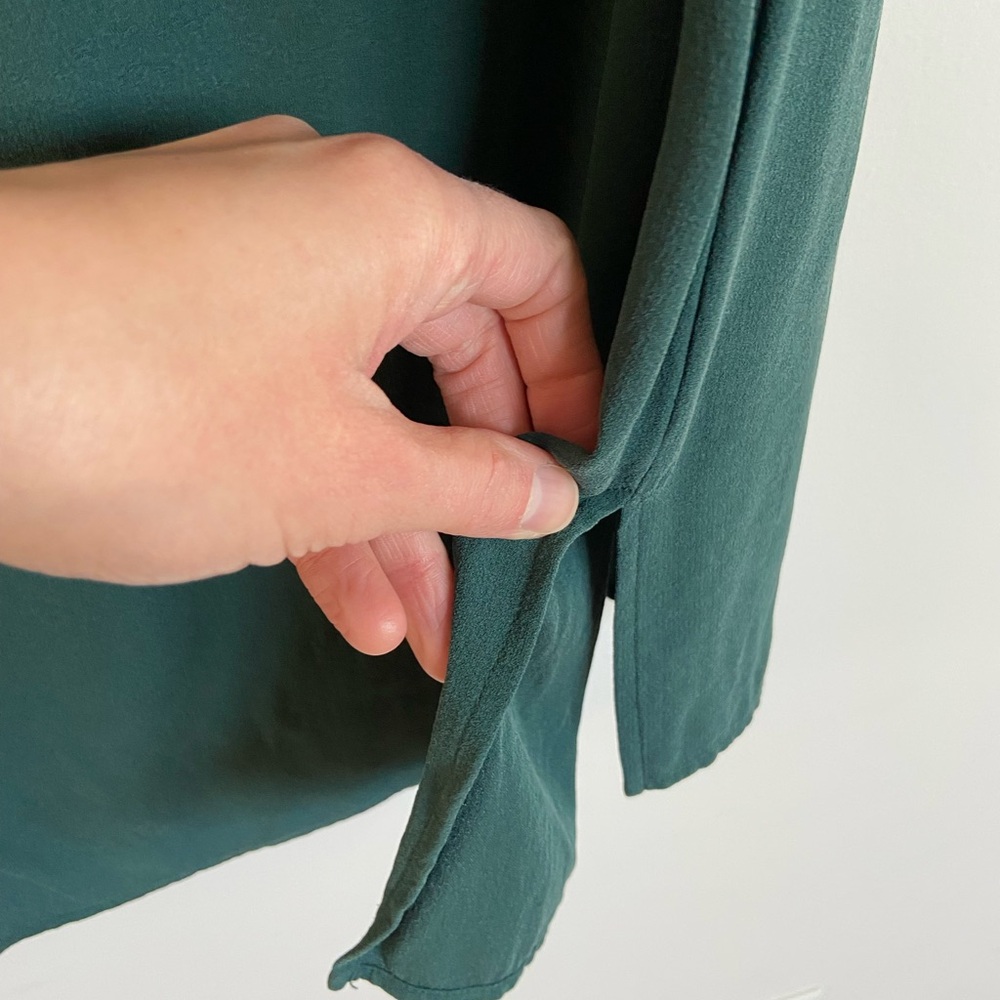 Eileen Fisher Silk Georgette Ballet Neck Tank in Teal Blue/Green, Size XS - Picture 8 of 8